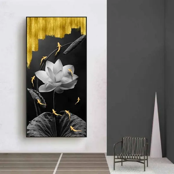 Chọn tranh hoa sen đen trắng cho phòng thờ