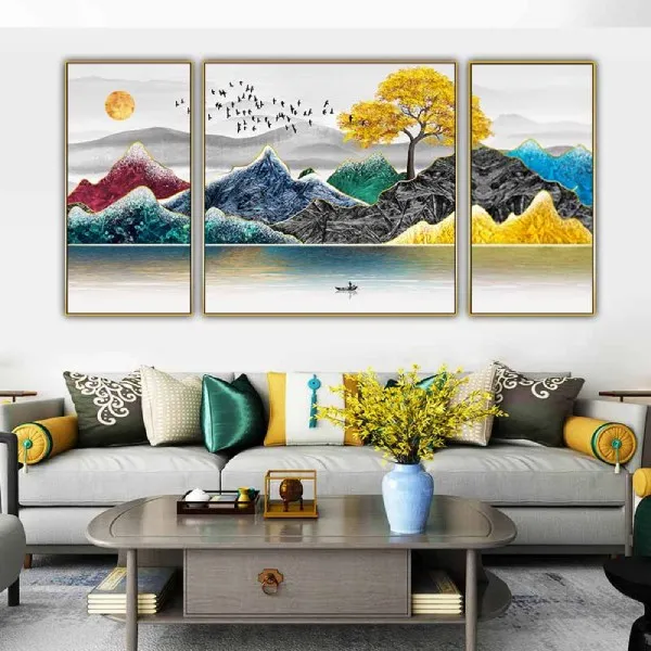 Tranh núi đồi phong thủy được coi là biểu tượng của sự ổn định, cân bằng và thư thái