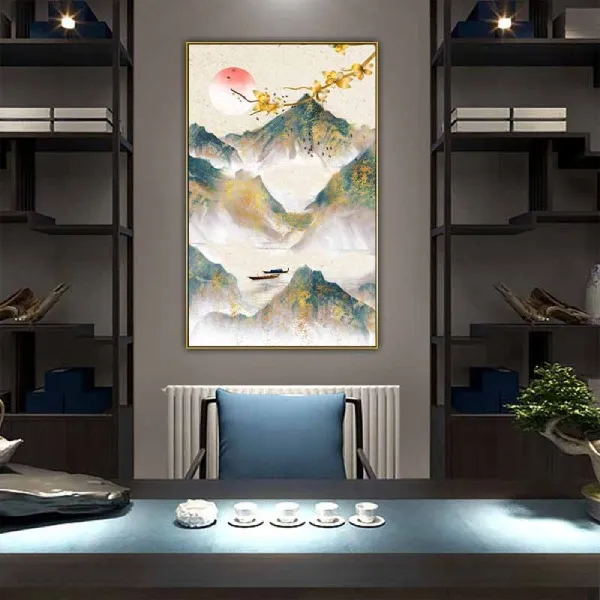 Treo tranh núi đồi ở phòng khách để thu hút vượng khí, mang may mắn và sức khỏe đến cho gia chủ