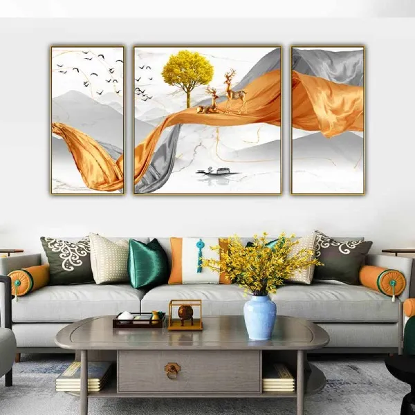 Mẫu tranh hươu hai con