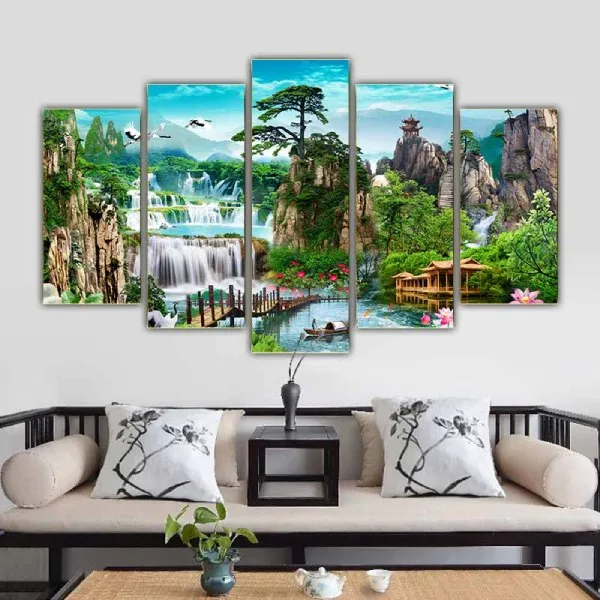 Tranh hoa sen với đàn hạc trắng tốt cho người mệnh Kim