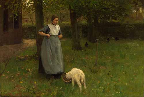 Anton Mauve - Woman from Laren with lamb