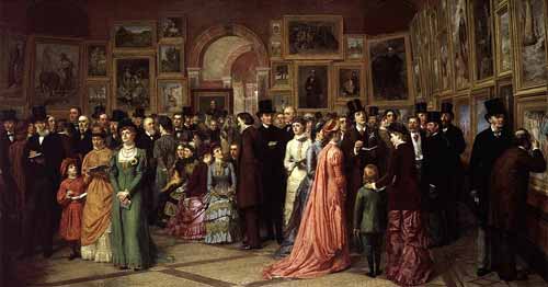 Một góc nhìn riêng tại Học viện Hoàng gia, 1881 của William Powell Frith, mô tả Oscar Wilde và những người xứng đáng khác thời Victoria tại một góc nhìn riêng tư về triển lãm năm 1881