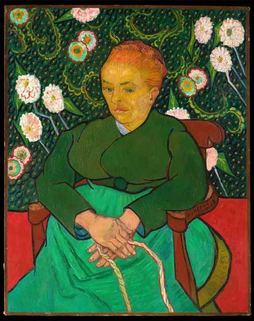 La Berceuse (Người phụ nữ đung đưa cái cũi; Augustine-Alix Pellicot Roulin)" của Vincent van Gogh, 1889. Nguồn: Bảo tàng Nghệ thuật Metropolitan, New York