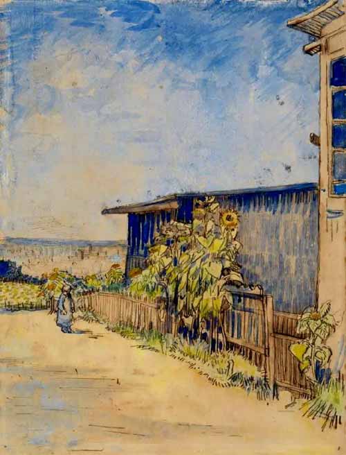 Hàng Rào với Hoa Hướng Dương của Vincent van Gogh, 1887. Nguồn: Bảo tàng Van Gogh, Amsterdam