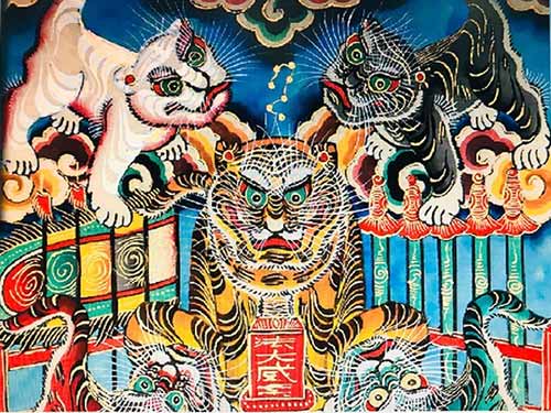 Ngũ hổ - Tranh hàng trống