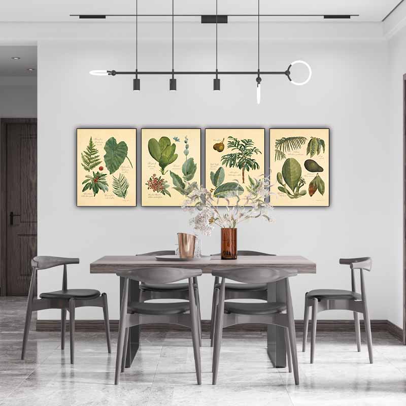 Tranh lá xanh tươi mang lại sinh khí cho quán cà phê