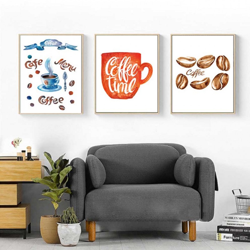 Trang canvas bộ 3 tấm cho quán cafe sinh động