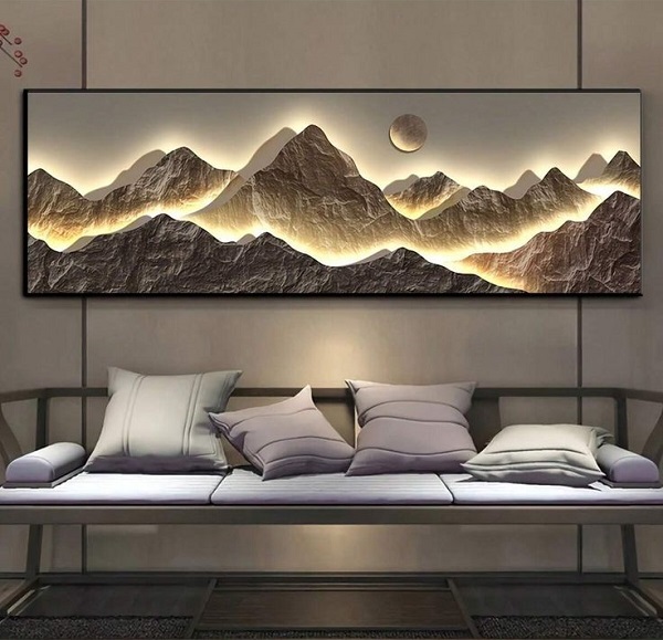 Tranh 3D tráng gương đồi núi