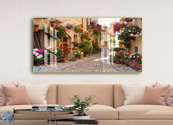 Tranh 3D tráng gương con đường hoa