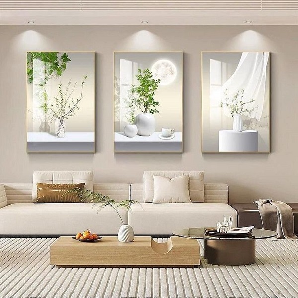 Tranh tráng gương cho phòng khách tươi mát