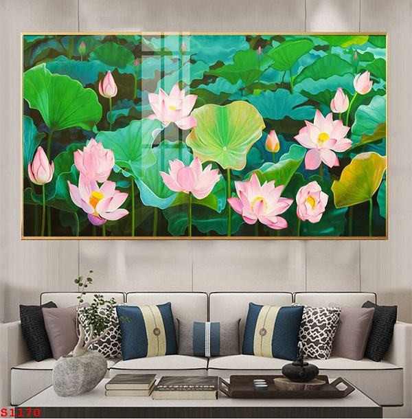 Trang tráng gương hoa sen khổ lớn