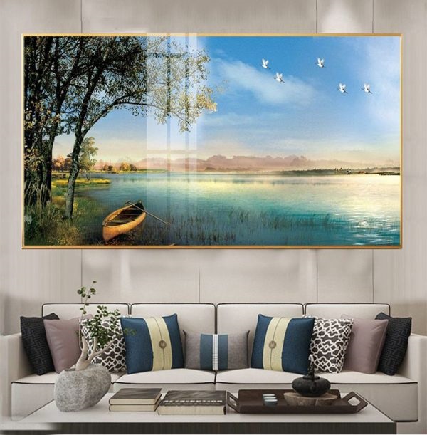 Tranh tráng gương khổ lớn cho phòng khách rộng