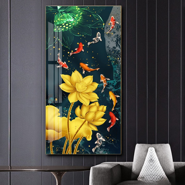 Tranh cá chép treo phòng khách phong thuỷ