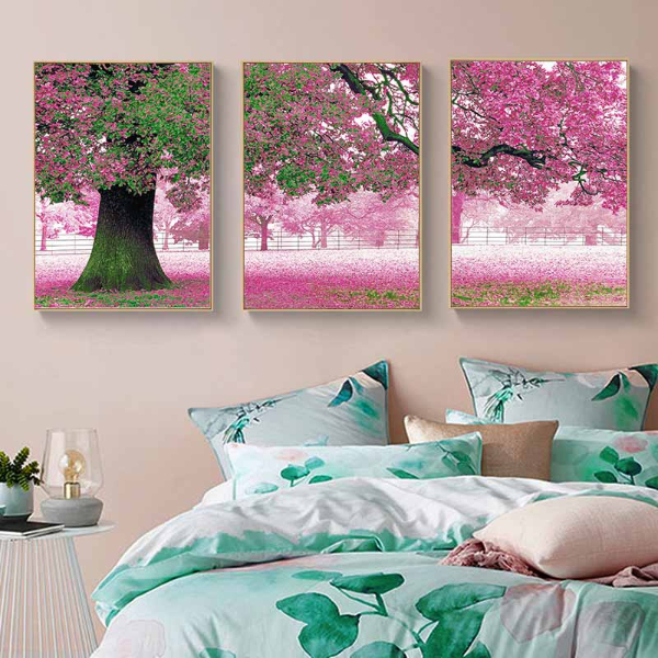 Tranh cây hoa anh đào cổ thụ