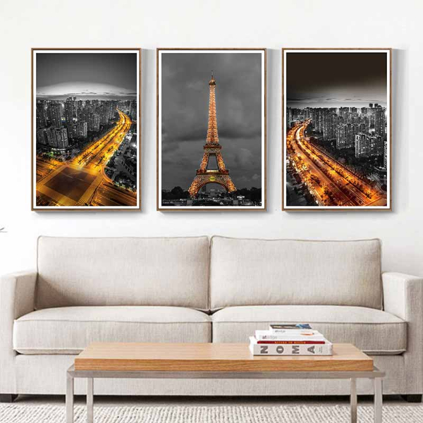 Tranh phong cảnh ban đêm thành phố và tháp Eiffel