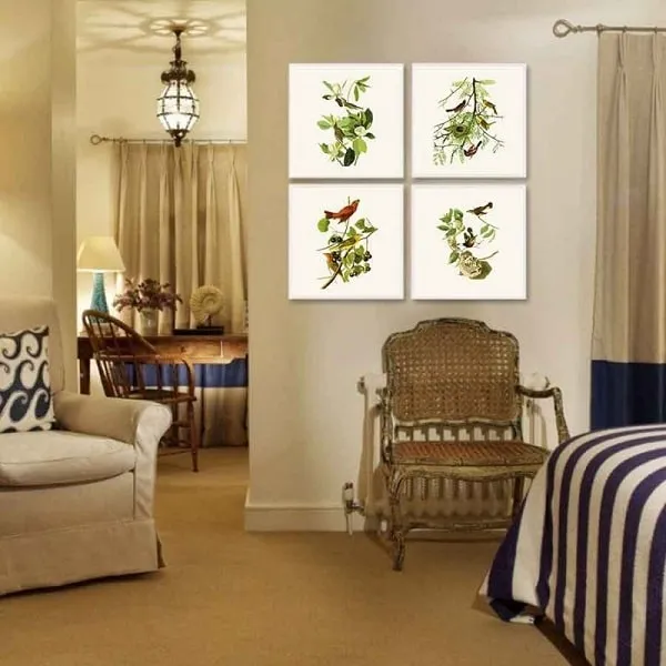 Tranh canvas đàn chim đang ăn hạt