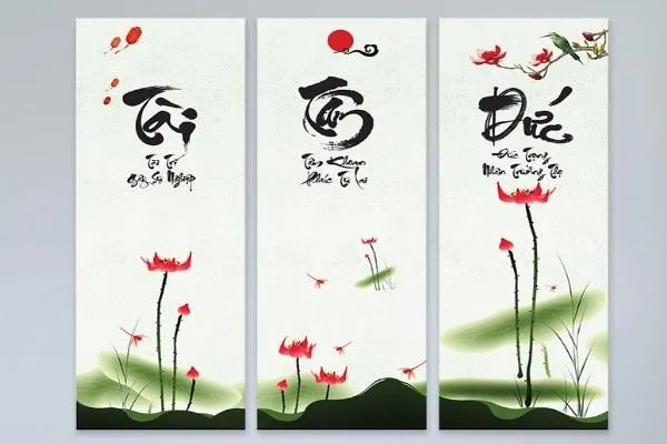 Tranh Canvas chữ thư pháp treo phòng khách