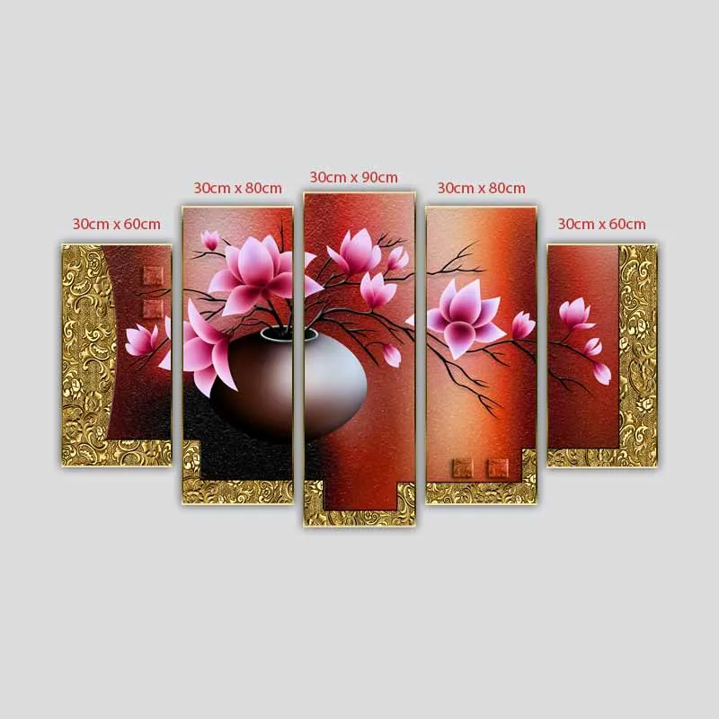 Tranh hoa anh đào ghép 5 tấm