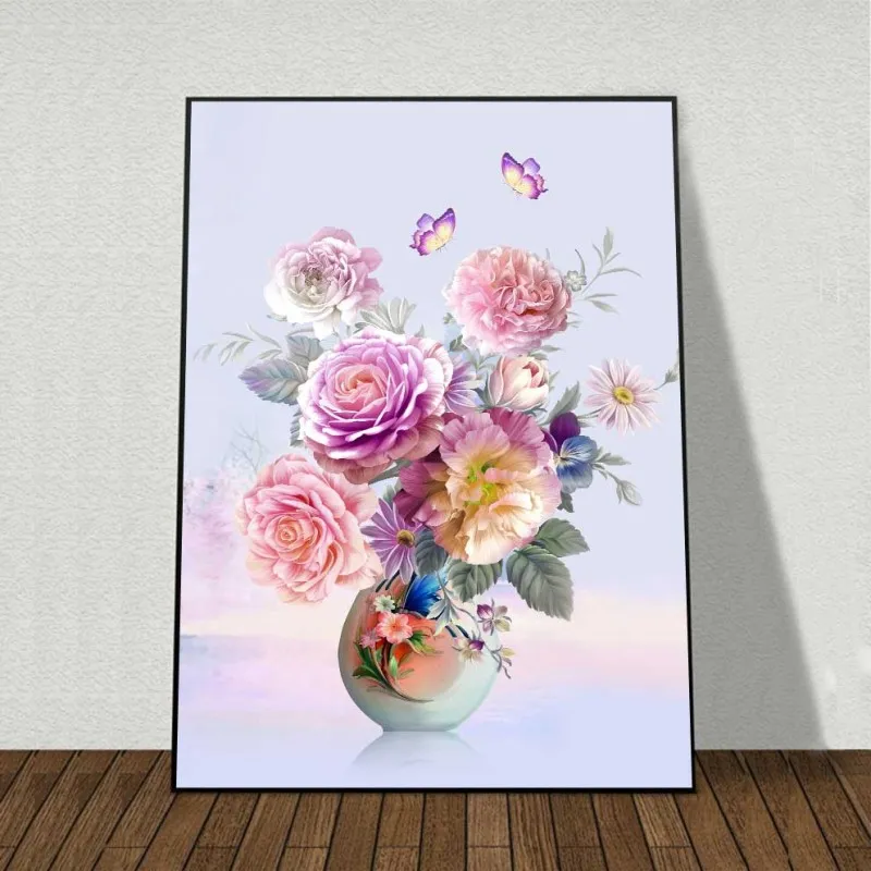 Tranh hoa hồng và hoa cúc