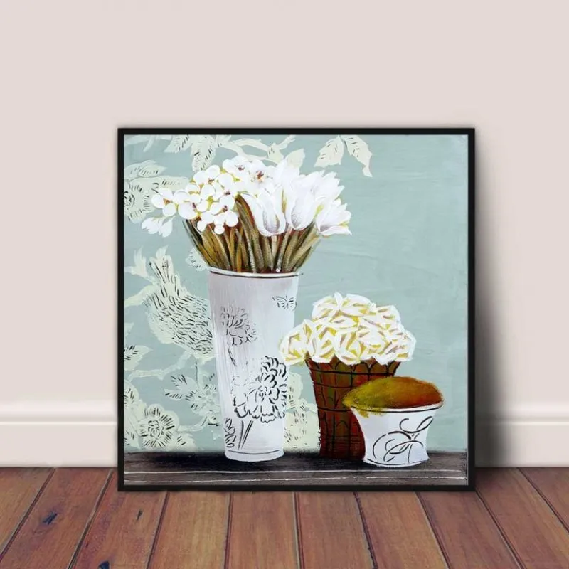 Tranh tĩnh vật hoa màu cúc trắng