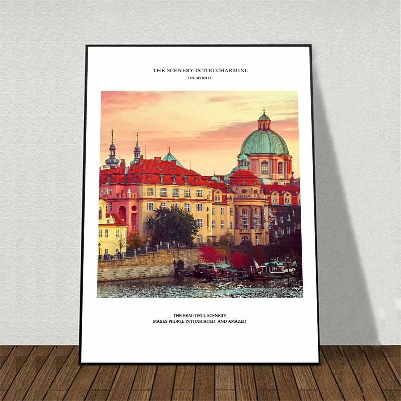 Tranh kiến trúc nhà thờ San Simeone Piccolo, kênh đào Venezia và lâu đài Praha