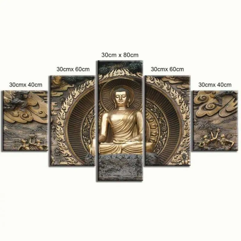 Tranh ghép Đức Phật theo phong cách đúc đồng