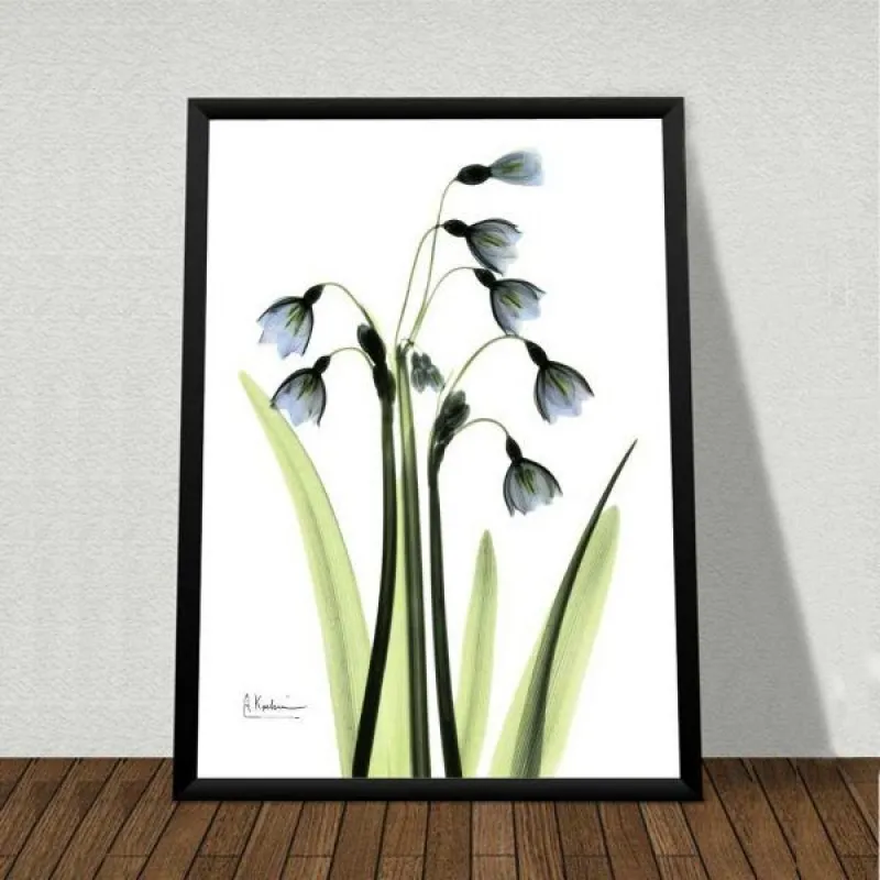 Tranh hoa xanh trừu tượng trong suốt