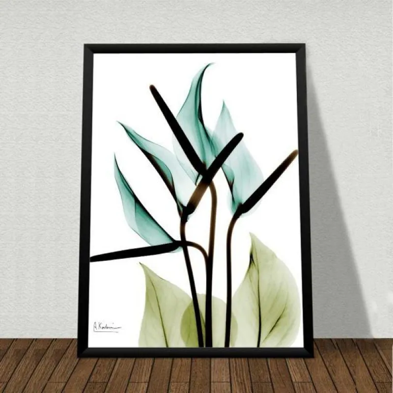 Tranh hoa xanh trừu tượng trong suốt