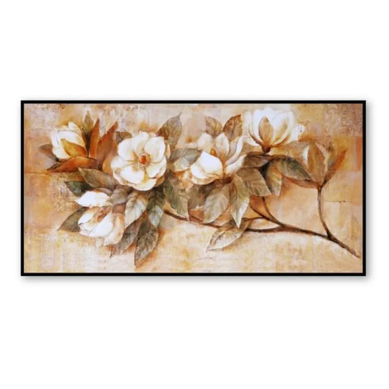 Tranh hoa trà trắng phong cách Retro