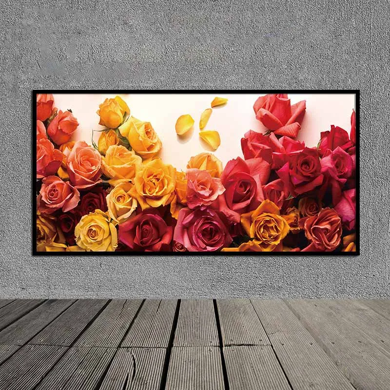 Tranh hoa hồng vàng và đỏ