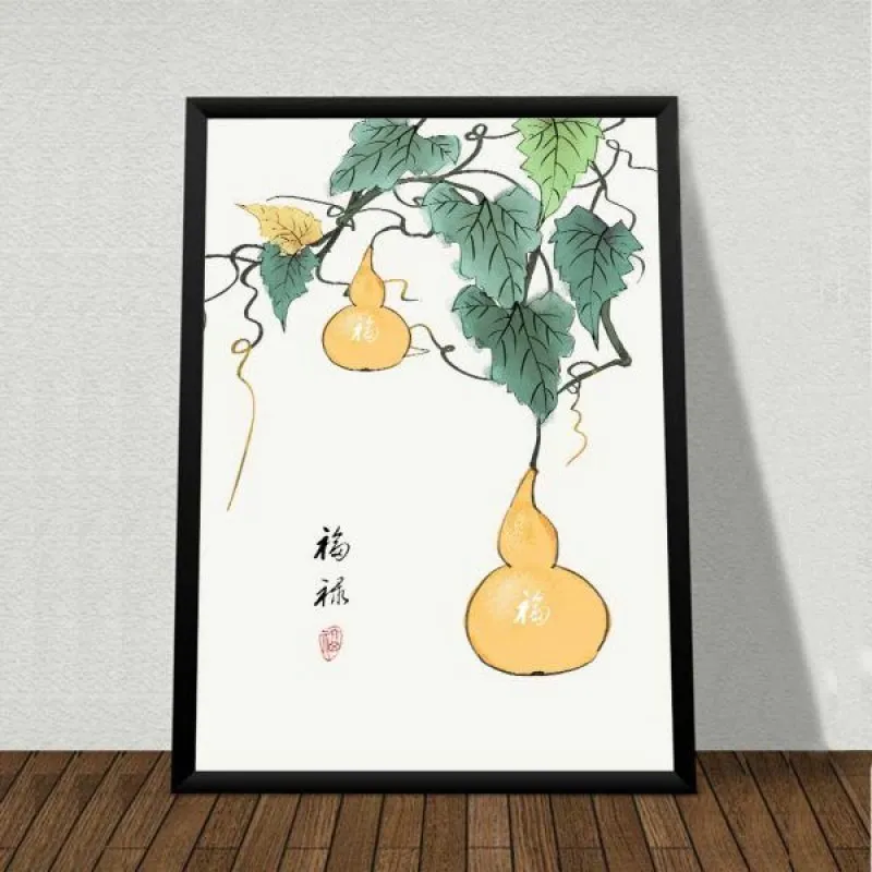 Tranh phong thủy bình hoa, bắp cải và hồ lô