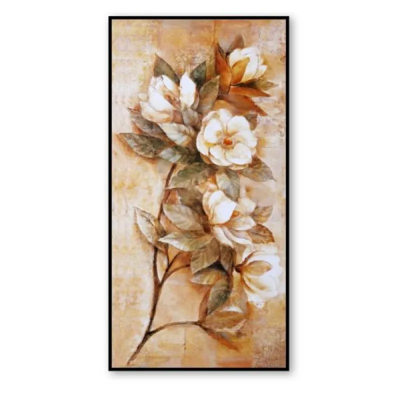 Tranh hoa trà trắng phong cách Retro