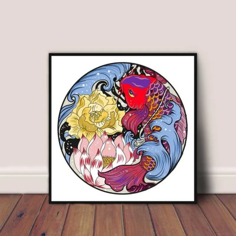 Tranh canvas Lý ngư hóa Long