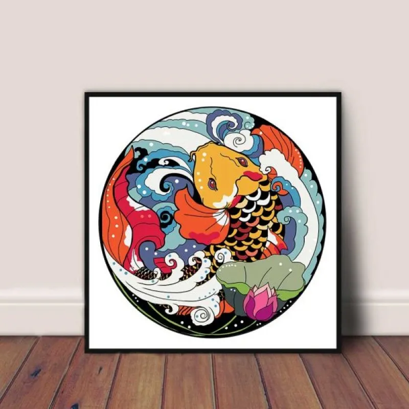 Tranh canvas Lý ngư hóa Long