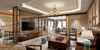 Thiết kế nội thất phòng khách C018 – Chinese Style