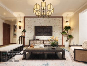 Thiết kế nội thất phòng khách C026 – Chinese Style