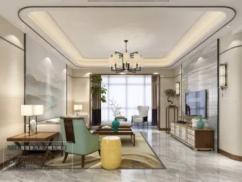 Thiết kế nội thất phòng khách C045 – Chinese Style