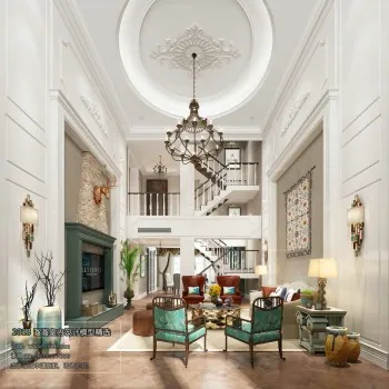 Thiết kế nội thất phòng khách E002 – American style