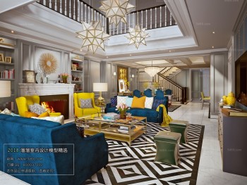 Thiết kế nội thất phòng khách E010 – American style