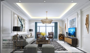 Thiết kế nội thất phòng khách E011 – American style