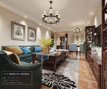 Thiết kế nội thất phòng khách E013 – American style
