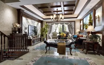Thiết kế nội thất phòng khách E014 – American style