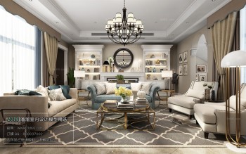 Thiết kế nội thất phòng khách E017 – American style