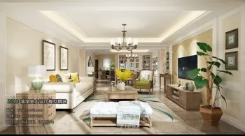 Thiết kế nội thất phòng khách E018 – American style