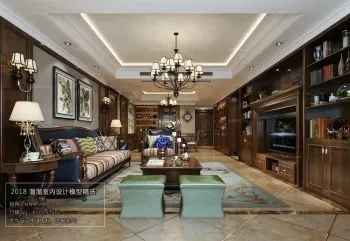 Thiết kế nội thất phòng khách E019 – American style