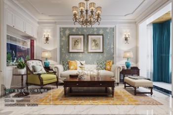 Thiết kế nội thất phòng khách E020 – American style
