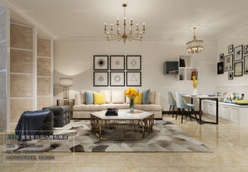 Thiết kế nội thất phòng khách J013 – Mix style