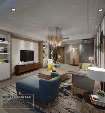 Thiết kế nội thất phòng khách J018 – Mix style