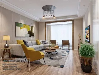 Thiết kế nội thất phòng khách J027 – Mix style